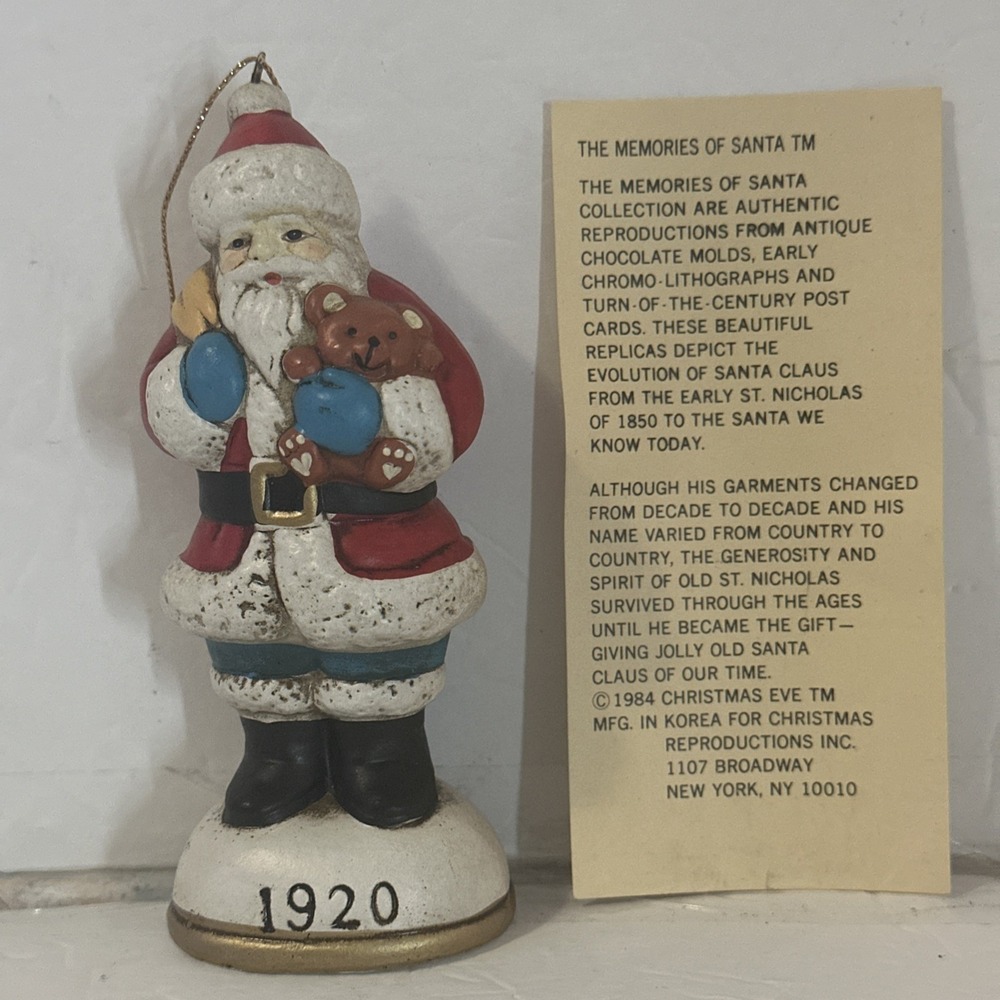 Vintage Memories Of Santa Collection Santa Circa 1920 - Christmas Eve INC 1984